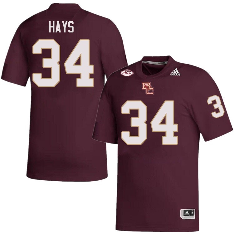 Boston College Eagles #34 Tim Hays College Football Jerseys Stitched-Maroon